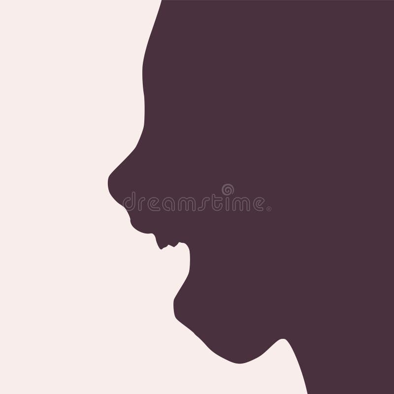 Silhouette of a Female Head. Face Side View. Stock Vector