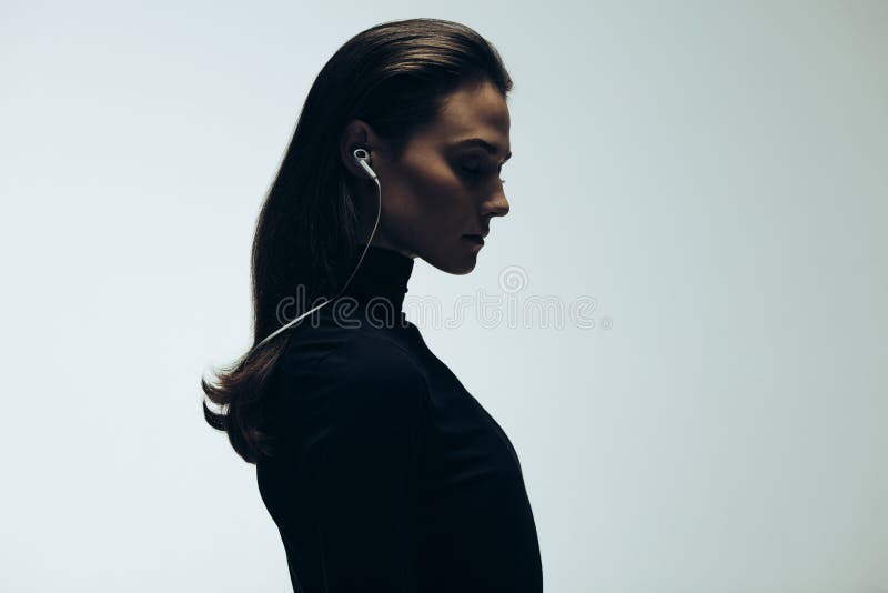 Silhouette of female model in studio