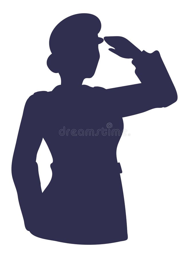 silhouette female soldier gesture saluting
