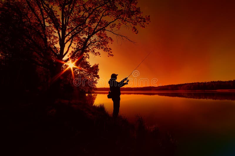 Silhouette of a fisherman