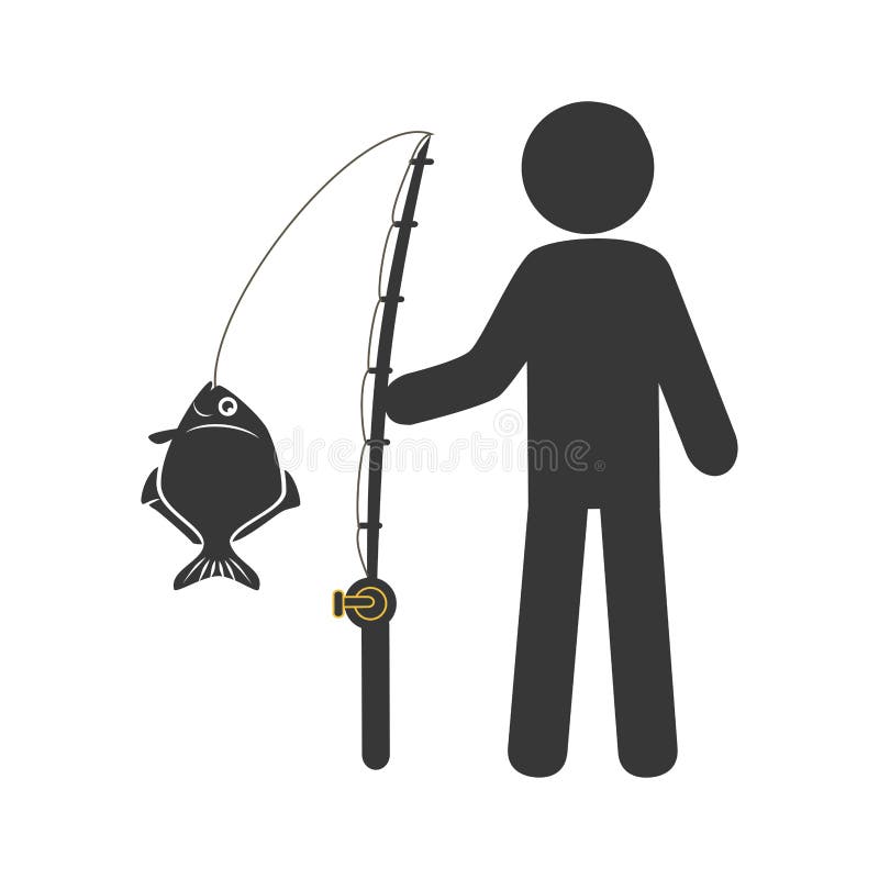 Fishing Man Silhouette Cartoon Design Illustration Royalty Free