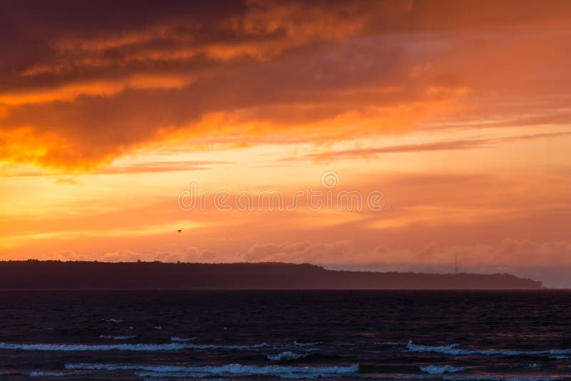 Flying drone over sea and cloud sky stock image Flying drone over sea and cloud sky stock image