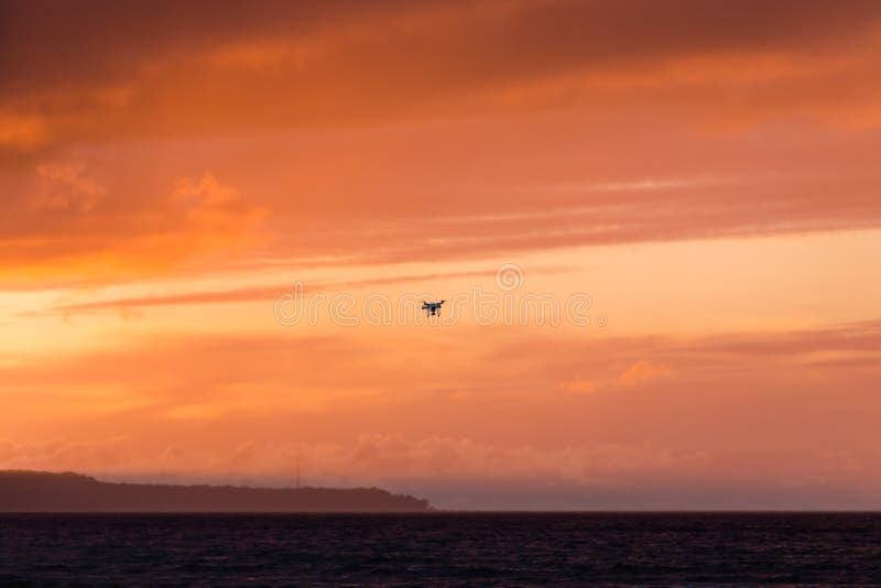 Flying drone over sea and cloud sky royalty free stock photo Flying drone over sea and cloud sky royalty free stock photo