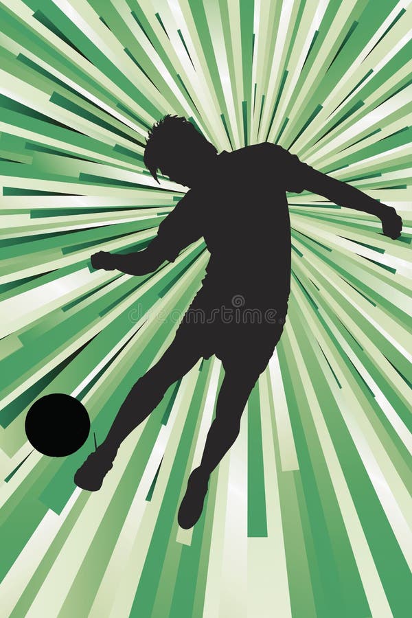 Silhouette of a Footballer Kicking a Ball Stock Illustration ...