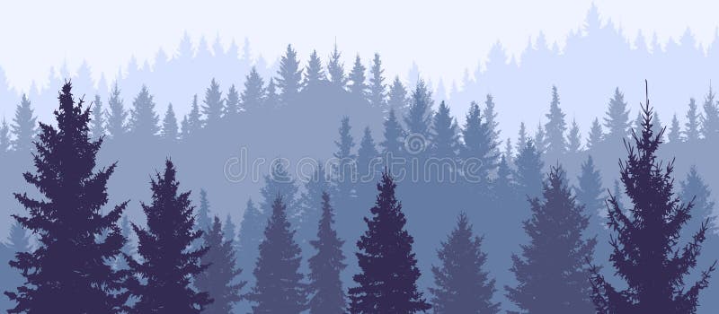 Silhouette of Forest, Wallpaper of Nature. Beautiful Landscape, Fir Trees  Stock Vector - Illustration of painting, horizon: 214357411