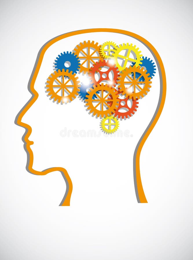 Silhouette gear head vector illustration