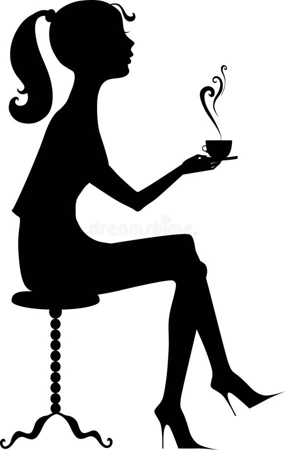 Silhouette of a girl with a coffee
