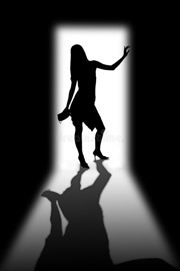 Silhouette of the girl in a doorway