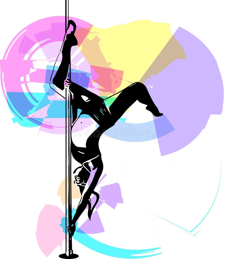 Silhouette Of Girl And Pole Pole Dance Illustration For Fitness Striptease Dancers Exotic