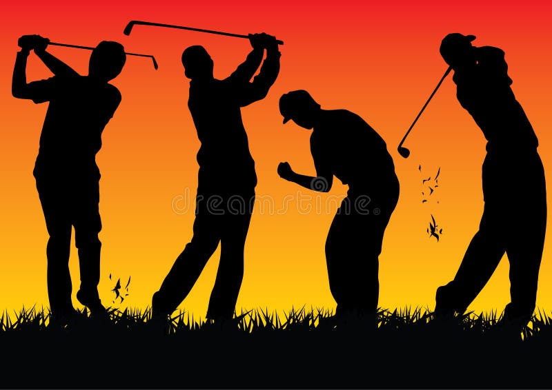 Silhouette Golf players with sunset royalty free illustration Silhouette Golf players with sunset royalty free illustration