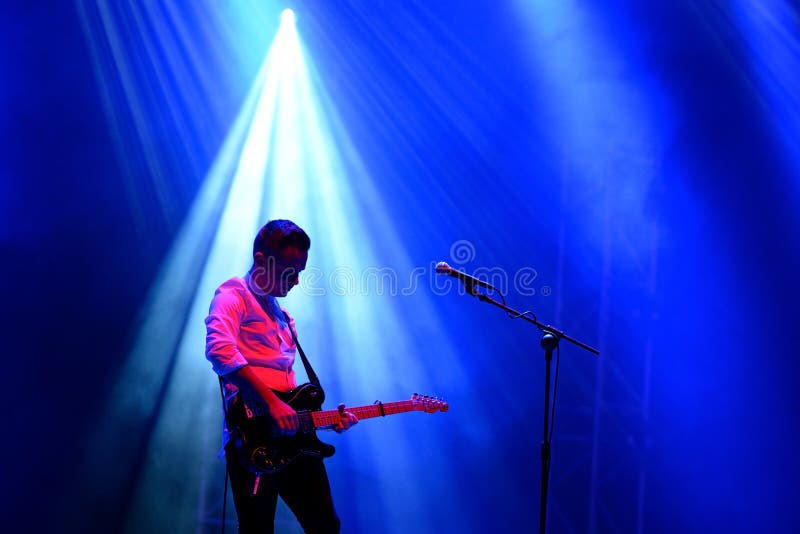 Silhouette of the guitar player of We Cut Corners (band) live performance at Bime Festival