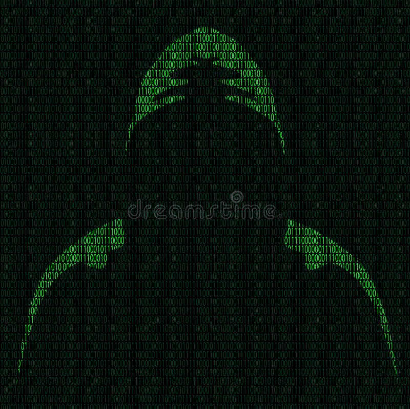 Silhouette of a Hacker in a Hood with Binary Code on a Luminous Green  Background Stock Vector - Illustration of fraud, internet: 108899544