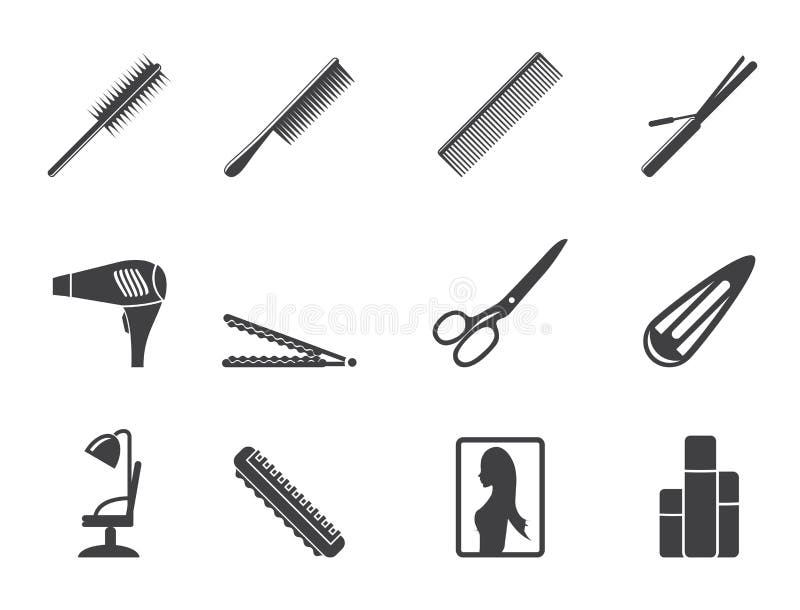 Silhouette hairdressing, coiffure and make-up icons