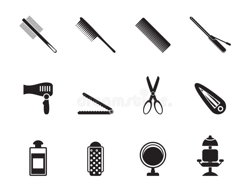 Silhouette hairdressing, coiffure and make-up icons