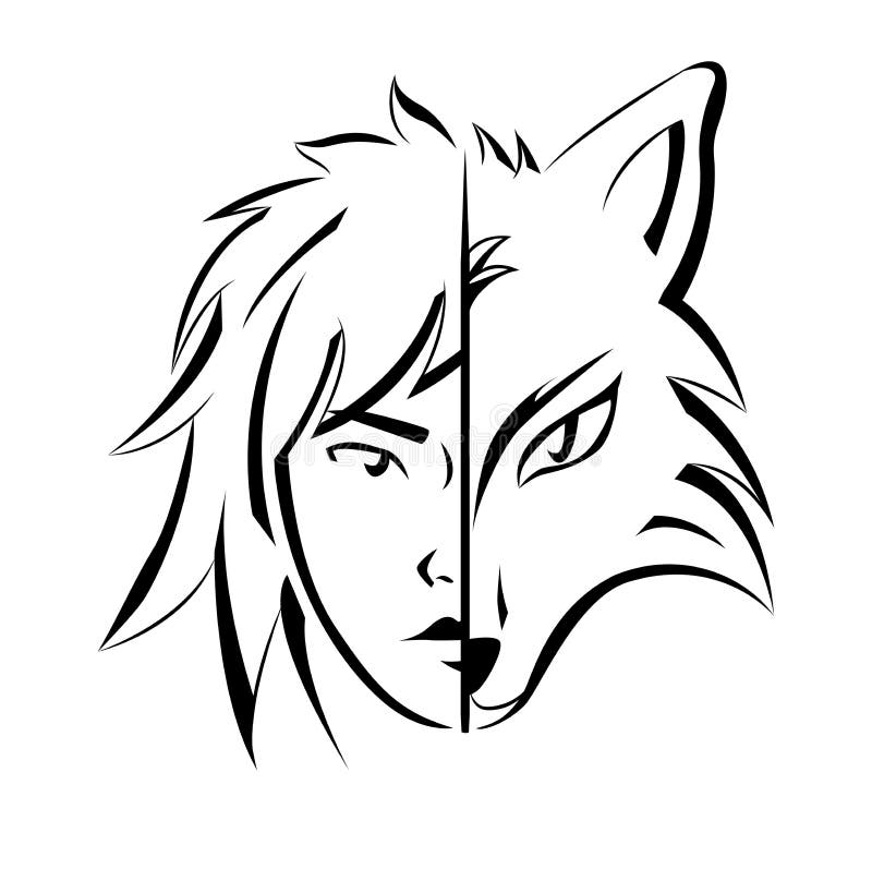 Half Face Wolf Stock Illustrations – 24 Half Face Wolf Stock Illustrations, Vectors & Clipart - Dreamstime