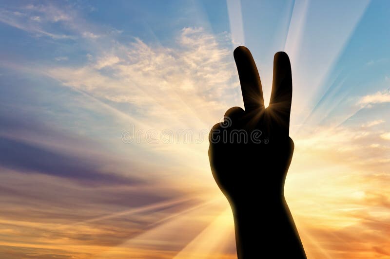Silhouette hand gesture peace royalty free stock images Silhouette hand gesture peace royalty free stock images