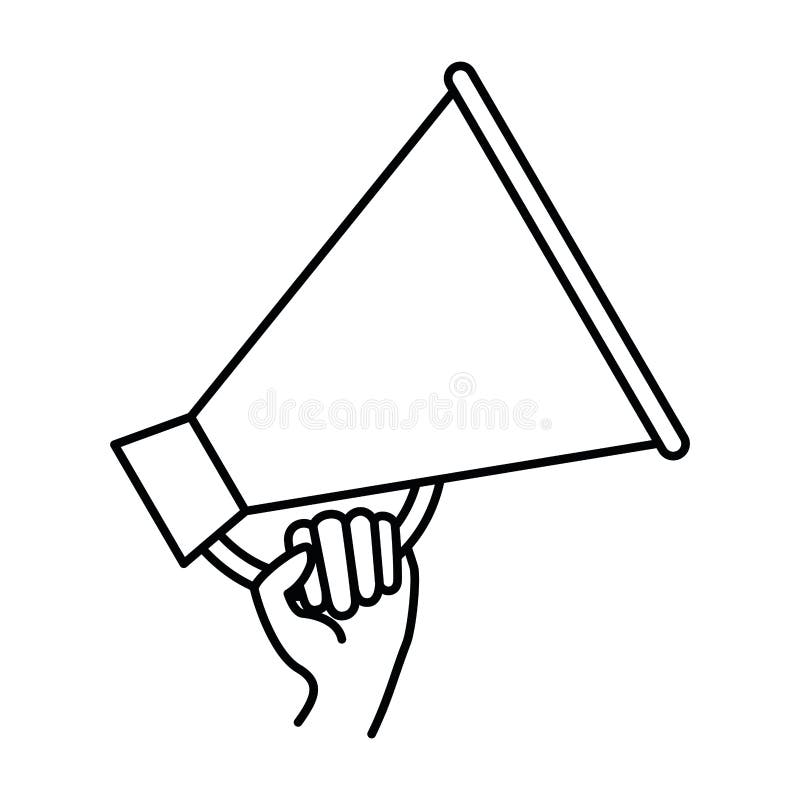 Silhouette of hand with megaphone in white background vector illustration Silhouette of hand with megaphone in white background vector illustration
