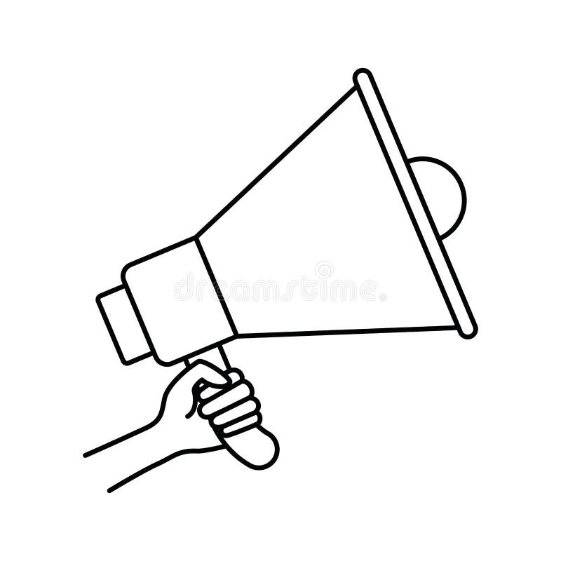 Silhouette of hand with megaphone in white background stock illustration Silhouette of hand with megaphone in white background stock illustration