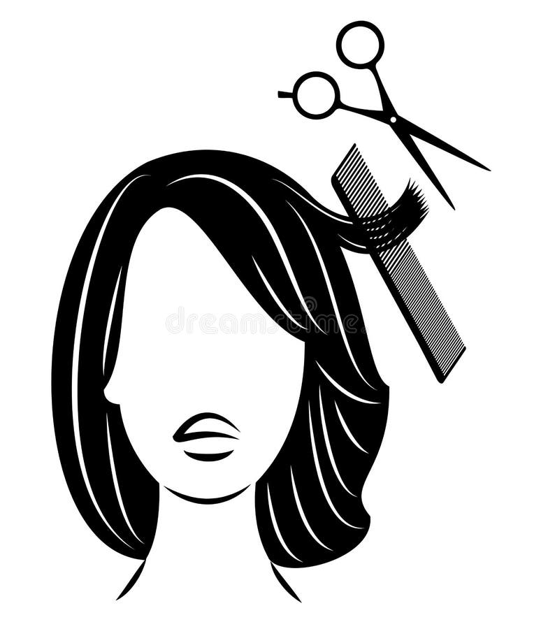 Silhouette of a Head of a Sweet Lady. a Girl in a Beauty Salon. the Woman  Does Her Hair, Cuts Her Hair. Vector Illustration Stock Illustration -  Illustration of comb, professional: 146577886