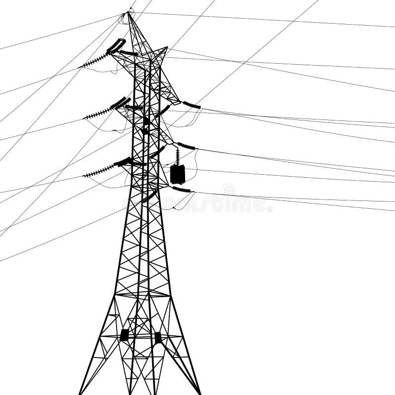 Silhouette of high voltage power lines. vector illustration Silhouette of high voltage power lines. vector illustration