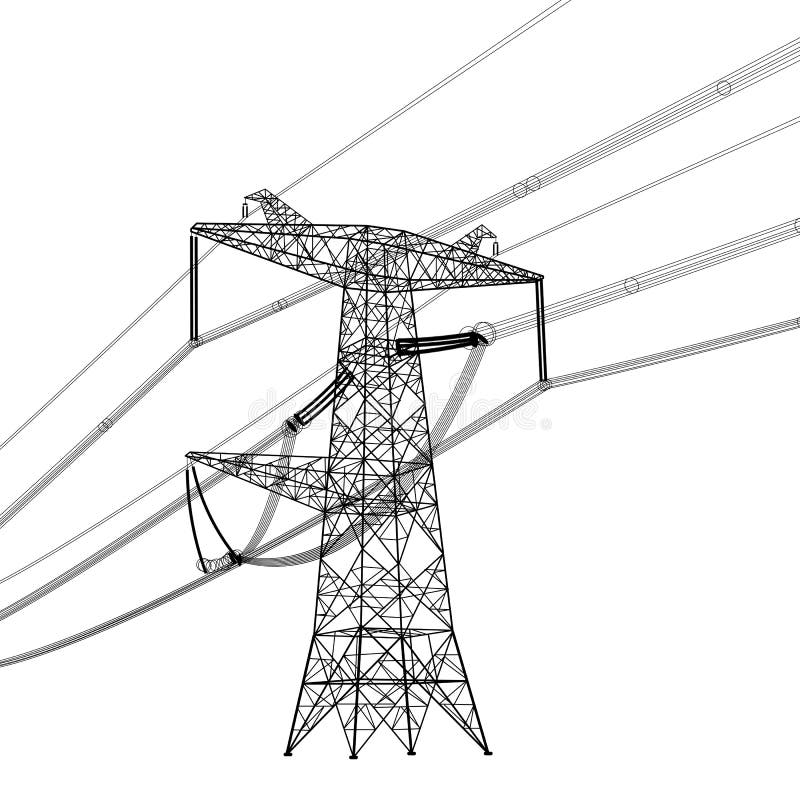 Silhouette of high voltage power lines. Vector vector illustration Silhouette of high voltage power lines. Vector vector illustration