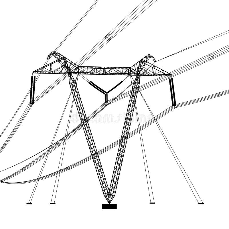 Silhouette of high voltage power lines. Vector illustration vector illustration Silhouette of high voltage power lines. Vector illustration vector illustration