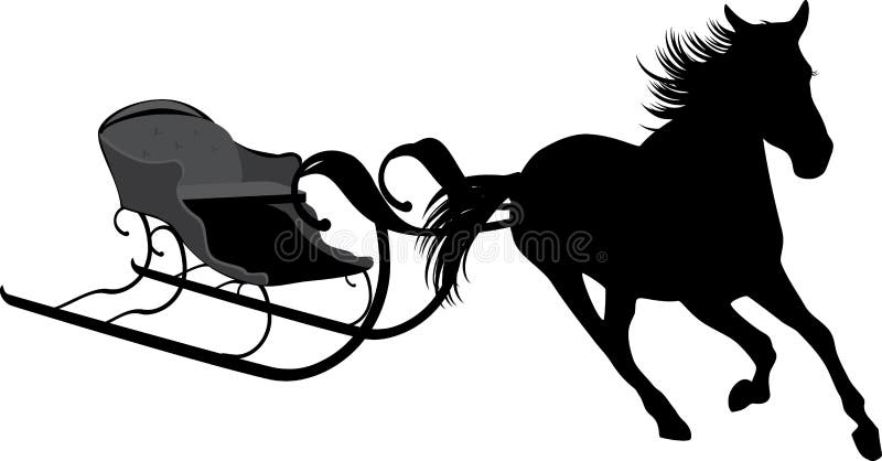 Silhouette of horse with sledges