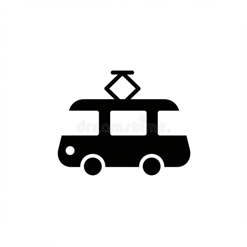 Silhouette icon of a tram with a simplistic design royalty free illustration