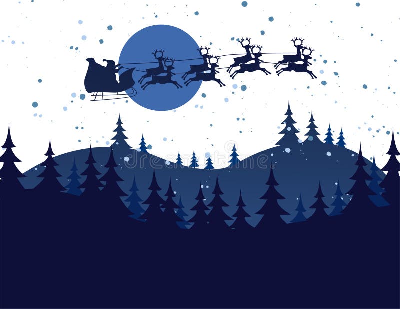 Silhouette Illustration of Flying Santa