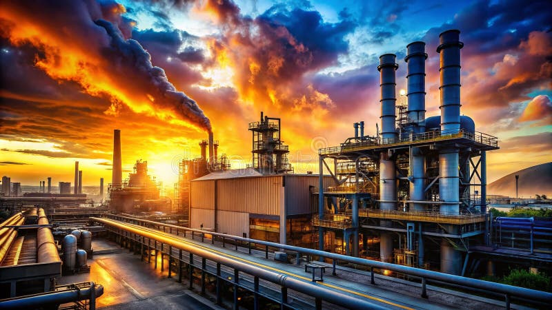 Optimizing Industrial Processes A Silhouette View of Streamlined Factory Operations for Enhanced Quality Control vector illustration