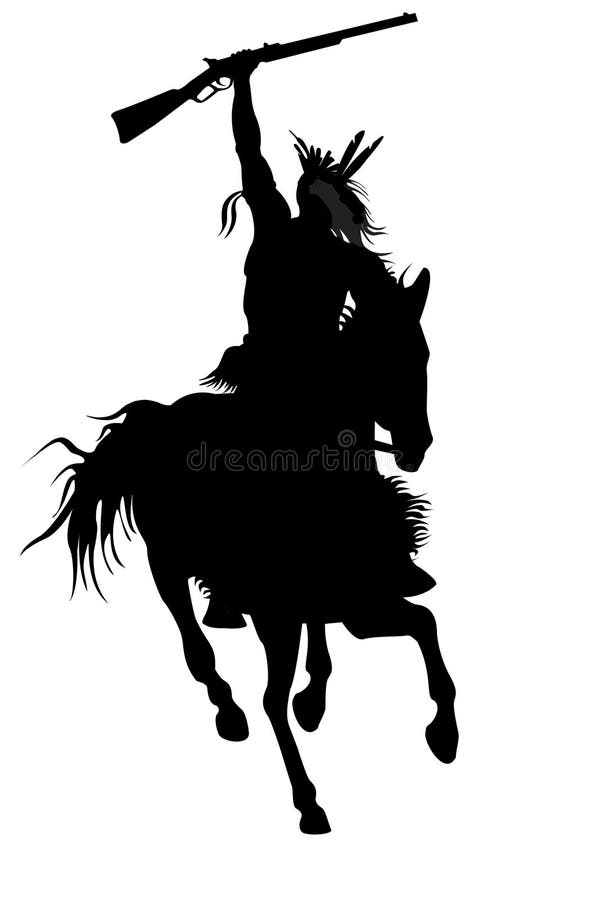 Silhouette Of Indian Man Sitting On A Horse Stock Illustration