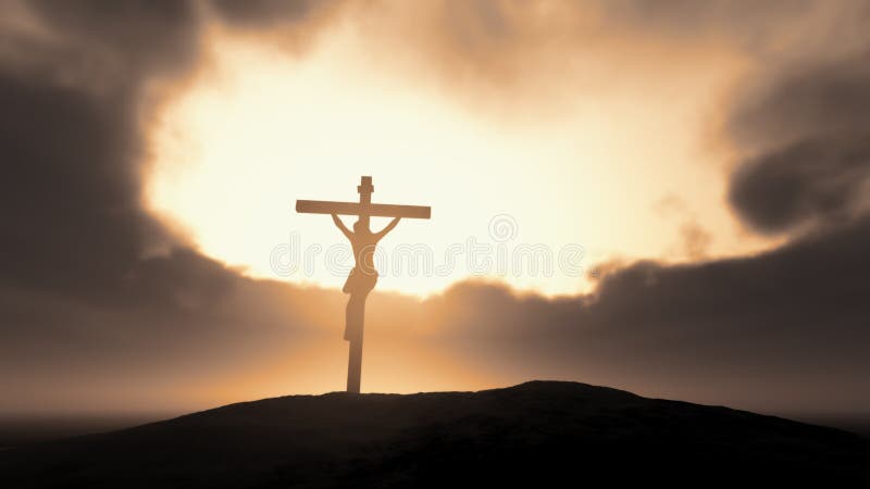 Silhouette of Jesus with Cross