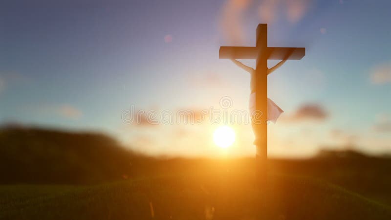Silhouette of Jesus with Cross Over Sunset, Religious Concept, Blurry  Background Stock Video - Video of crucifixion, background: 89008207