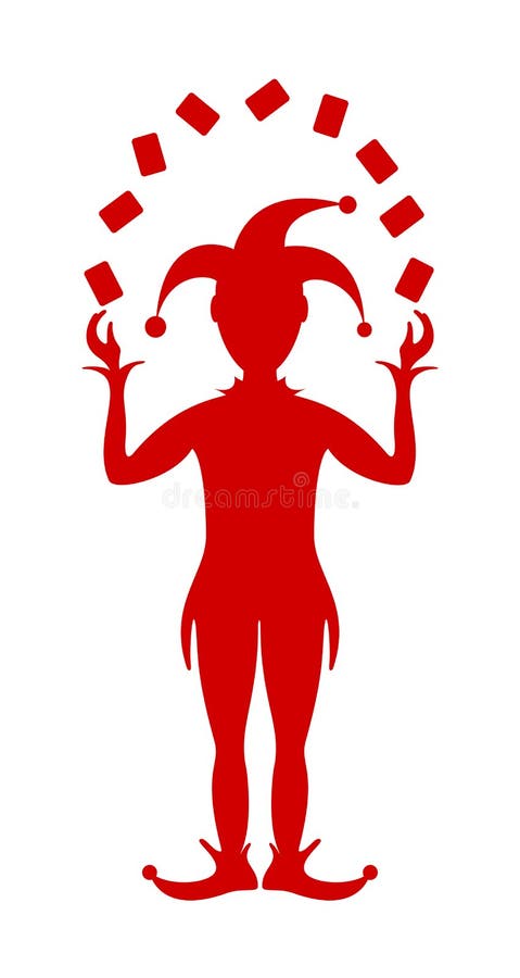 Silhouette of Joker playing with cards stock illustration Silhouette of Joker playing with cards stock illustration