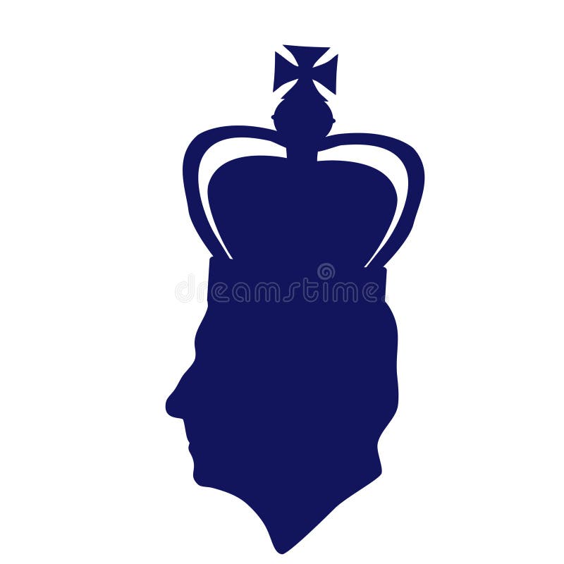 Silhouette of King Charles III with crown, monarch head, side view, vector Illustration of Prince of Wales