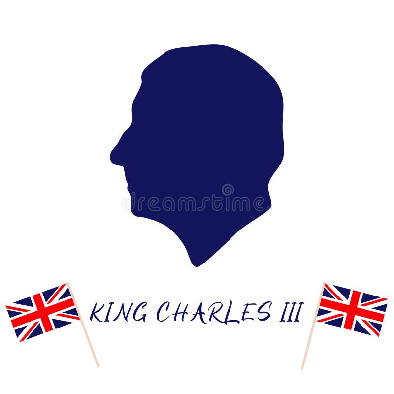 Silhouette of King Charles III, monarch head, side view, vector Illustration of Prince of Wales