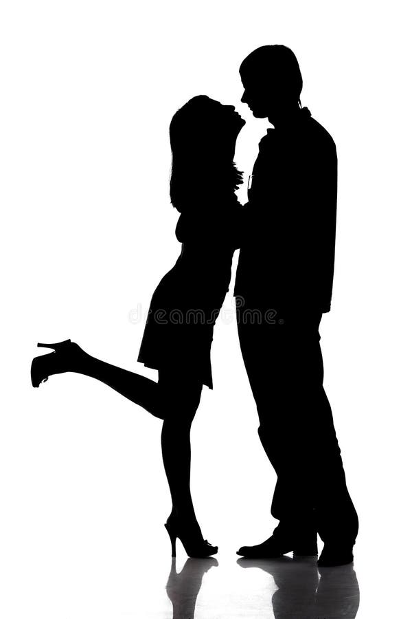 Download Silhouette Of Kissing Happy Couple Stock Photo - Image of ...