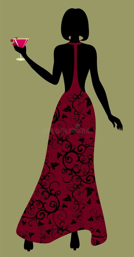 Silhouette of Lady with a cocktail in hand