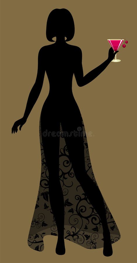 Silhouette of Lady with a cocktail in hand