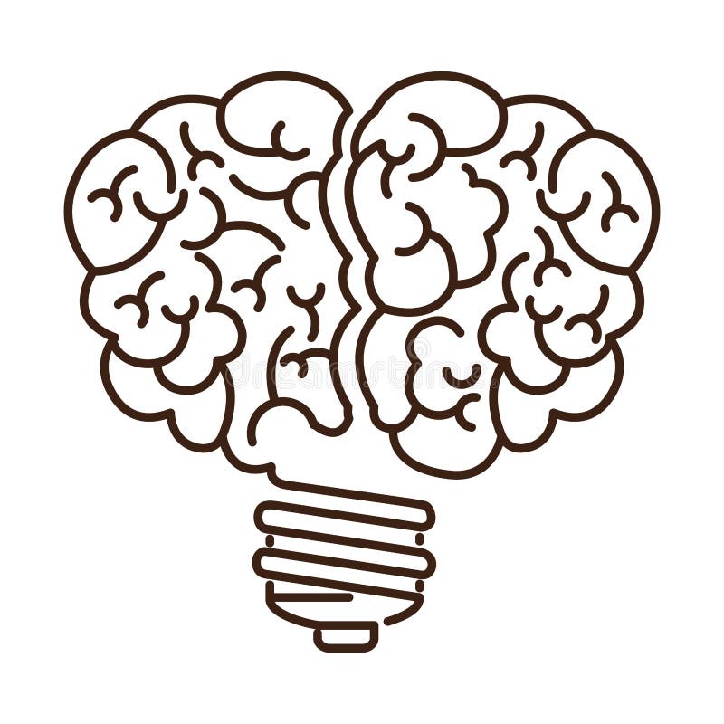 Silhouette Light Bulb Flat Icon in Brain Shape Stock Vector ...