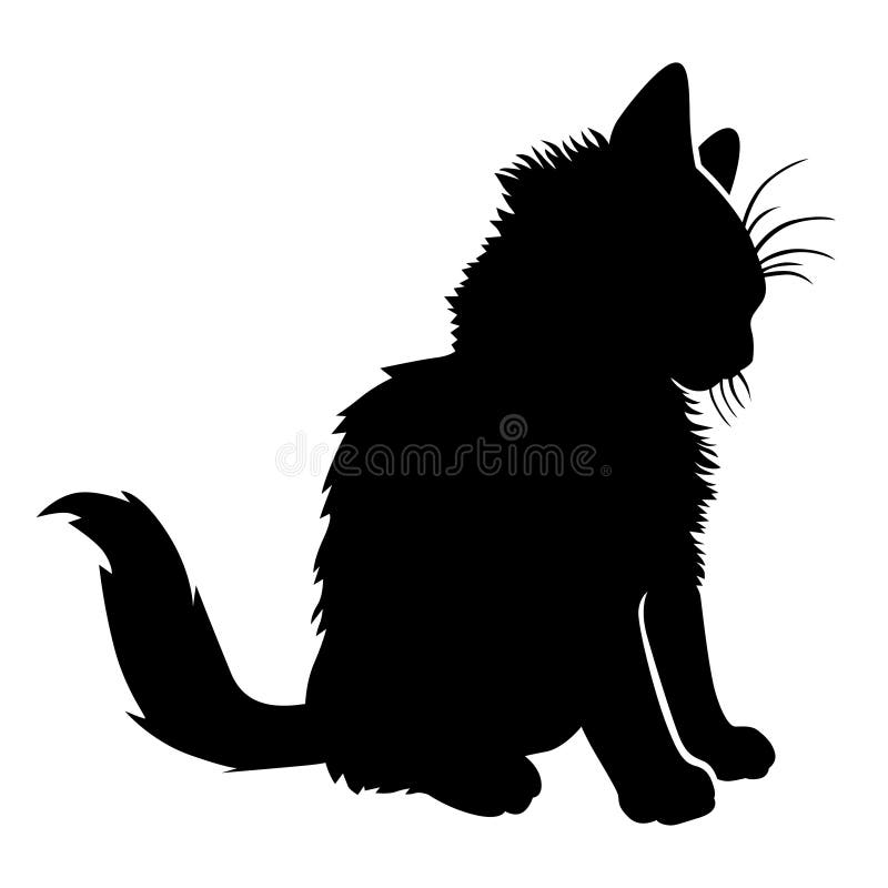 Gray Cat. Cute Kitten Silhouette. Funny Face Head Round Icon