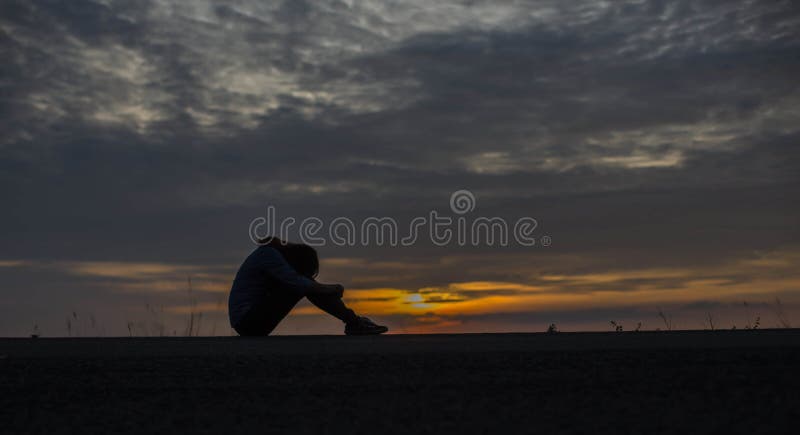 Premium Photo  Sad woman silhouette worried at sunset