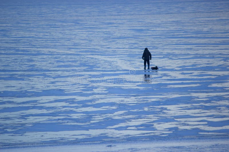 Silhouette of lonely man stock image