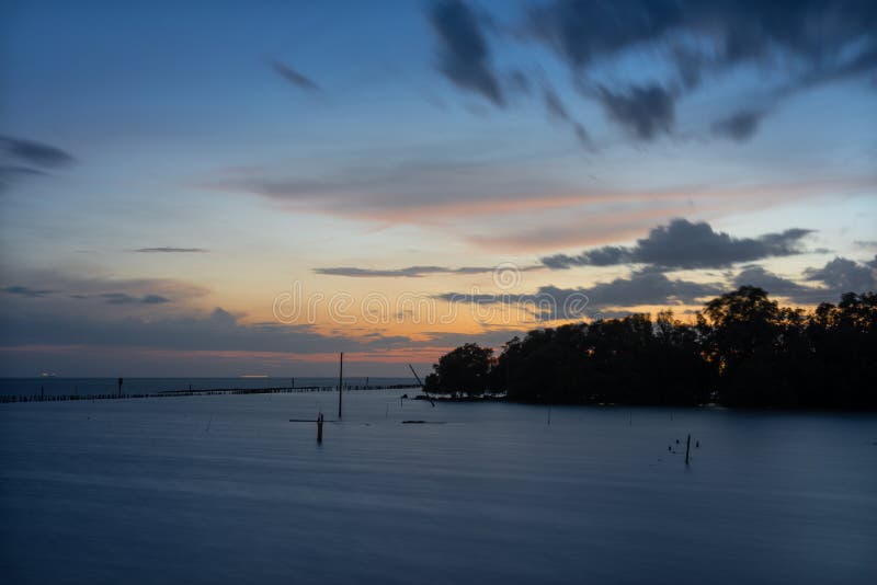 Silhouette: Long-tailed Boat on the Sea at Dusk Stock Image - Image of ...