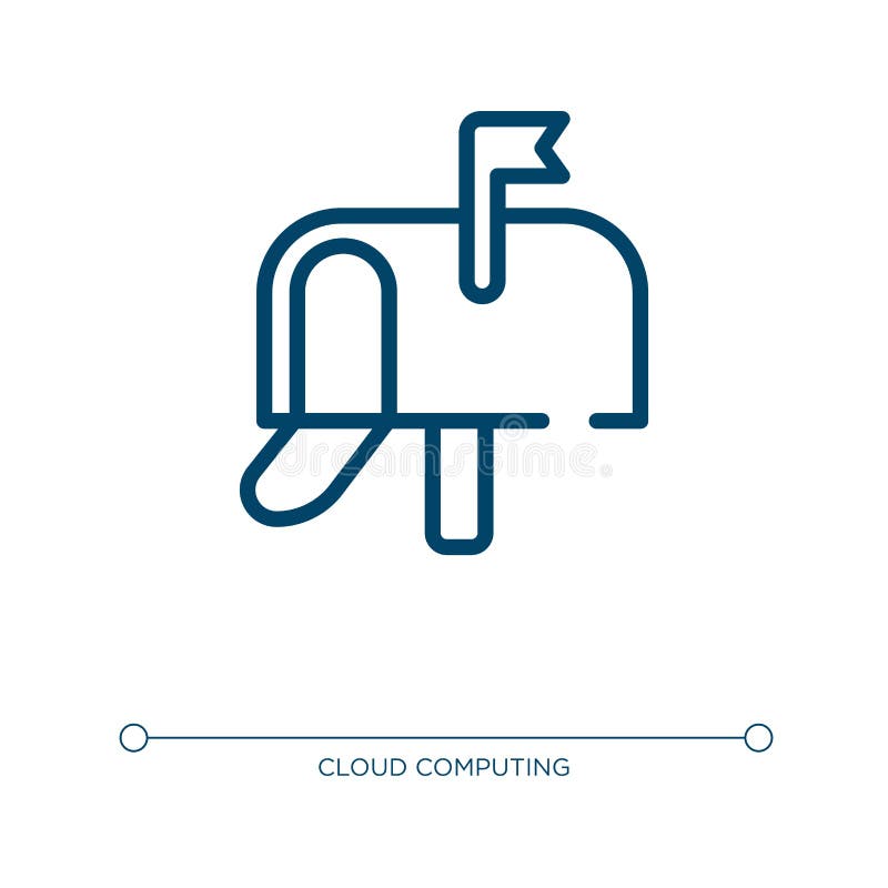 Silhouette with Mailbox Icon. Linear Vector Illustration from Computer