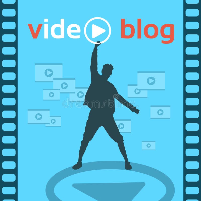 Silhouette Man Blogger Video Blog Concept royalty free illustration