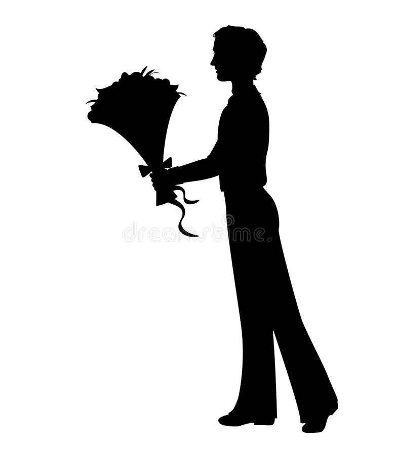 Silhouette of a man with flowers