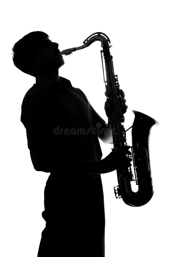 Silhouette of a man playing the sax