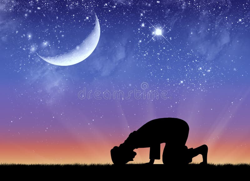 Silhouette of man praying.