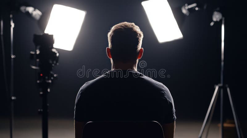 Silhouette of Man in Studio Lighting vector illustration